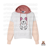 Frenchie Outline Embroidered Conservative Cropped Hoodie