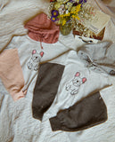 Frenchie Outline Embroidered Conservative Cropped Hoodie