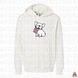 Frenchie Holding USA Flag Embroidered Hoodie