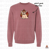 Gobble Frenchie Embroidered Crewneck (Select Your Frenchie From The Chart)