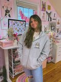 Frenchie Mom Pocket Logo  Embroidered Full Length Zippered Hoodie