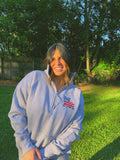 Frenchies & Freedom Embroidered Boxy Ladies Half Zipped Fleece Crewneck