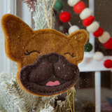 Felt Embroidered Frenchie Ornament