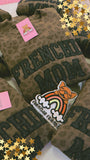 Frenchie Mama Glitter Appliqué Embroidered Brown Leopard Crewneck