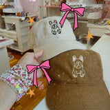 Frenchie Outline Corduroy Adjustable Closure Hat