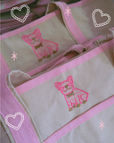 Sweetheart Frenchie Embroidered Canvas Tote Bag