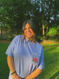 Frenchies & Freedom Embroidered Pocket Tee