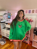 Holly Jolly Preppy Ribbed Embroidered Crewneck