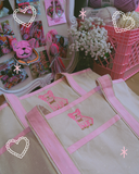 Sweetheart Frenchie Embroidered Canvas Tote Bag