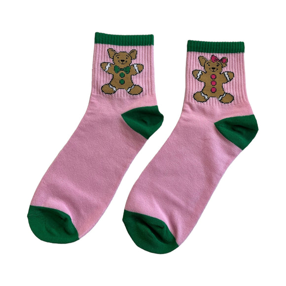 Gingerbread Frenchies Crew Socks