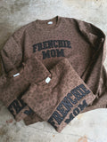Frenchie Mama Glitter Appliqué Embroidered Brown Leopard Crewneck