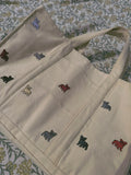 Lovers Cozy All Over Embroidered Frenchies Canvas Tote Bag