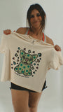 Luckiest Frenchie Mama Conservative Cropped Tee