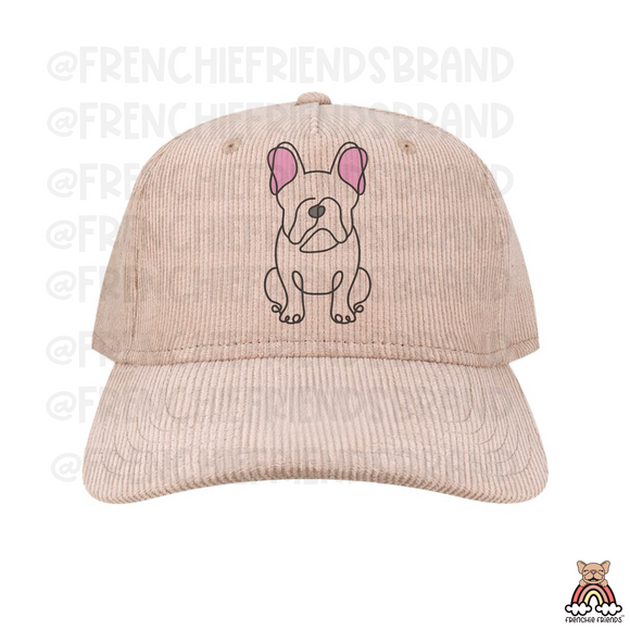 Frenchie Outline Corduroy Trucker Snap Back