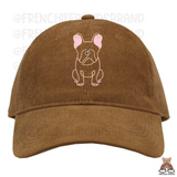 Frenchie Outline Corduroy Adjustable Closure Hat