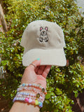Frenchie Outline Corduroy Adjustable Closure Hat