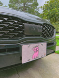 Pink Frenchie With Glitter License Plate