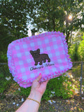 Select Your Frenchie Embroidered Ruffle Make Up Bag ( Select Your Frenchie)