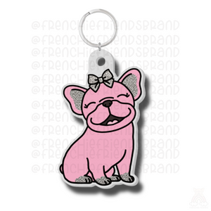 Pink Frenchie Acrylic Keychain