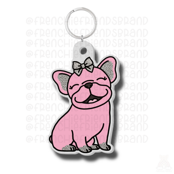 Pink Frenchie Acrylic Keychain