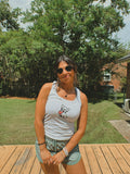 Frenchie Holding USA Flag Embroidered Tank Top
