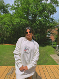 Frenchie Holding USA Flag  Embroidered Crewneck