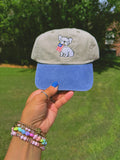 Frenchie Holding USA Flag Embroidered Hat