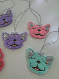 Pastel Colored Sparkle Frenchie Rear View Mirror Tie On Charm