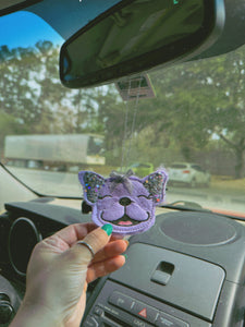 Pastel Colored Sparkle Frenchie Rear View Mirror Tie On Charm