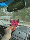 Pastel Colored Sparkle Frenchie Rear View Mirror Tie On Charm