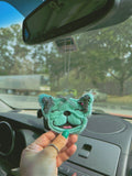 Pastel Colored Sparkle Frenchie Rear View Mirror Tie On Charm