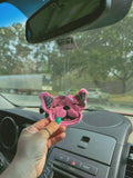 Pastel Colored Sparkle Frenchie Rear View Mirror Tie On Charm