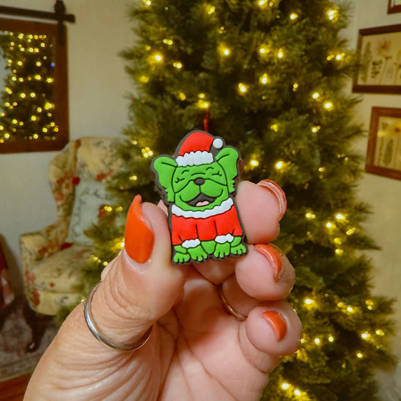 Grumpy Christmas Frenchie Shoe Charm