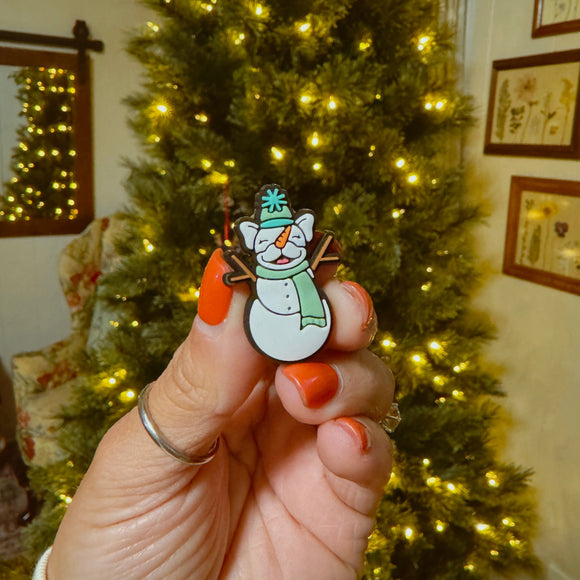 Snowman Frenchie Shoe Charm