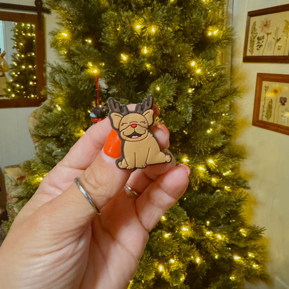 Reindeer Frenchie Shoe Charm