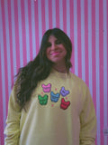 Candy Heart Frenchies Embroidered Crewneck