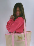 Easter Frenchie  Embroidered Canvas Tote Bag