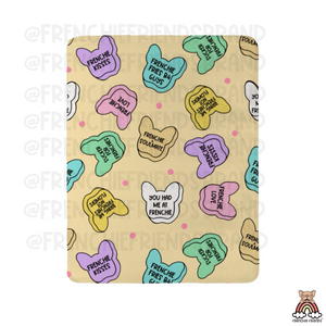 Candy Heart Frenchies Sherpa Blanket