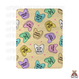 Candy Heart Frenchies Sherpa Blanket