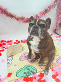 Candy Heart Frenchies Sherpa Blanket