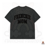 Oversized Frenchie Mama Glitter Appliqué Embroidered Leopard Tee