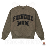 Frenchie Mama Glitter Appliqué Embroidered Brown Leopard Crewneck