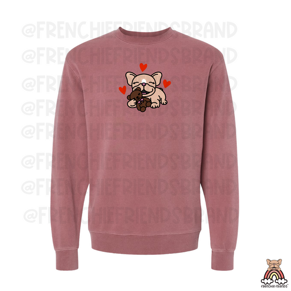 French Bulldog Embroidered Crewneck | Beary In Love Embroidered Crewneck