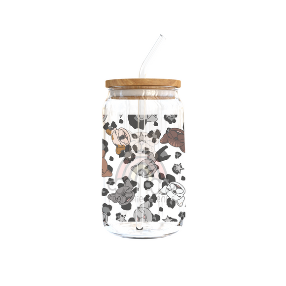 Leopard Frenchies 16 Oz Glass Can