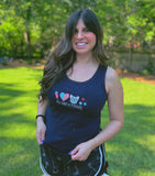 Red White Frenchies Embroidered Tank Top