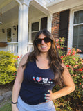 Red White Frenchies Embroidered Tank Top