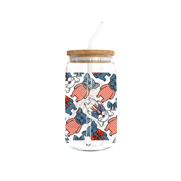 Frenchies & Freedom 16 Oz Glass Can
