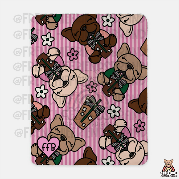 Coffee & Frenchies Sherpa Blanket