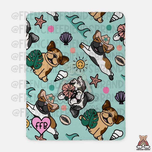 Coastal Frenchies Sherpa Blanket