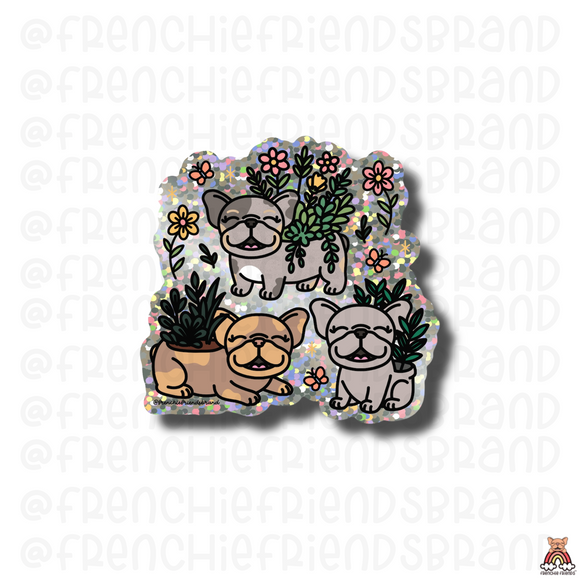 Frenchie Planters Holographic Single Stickers